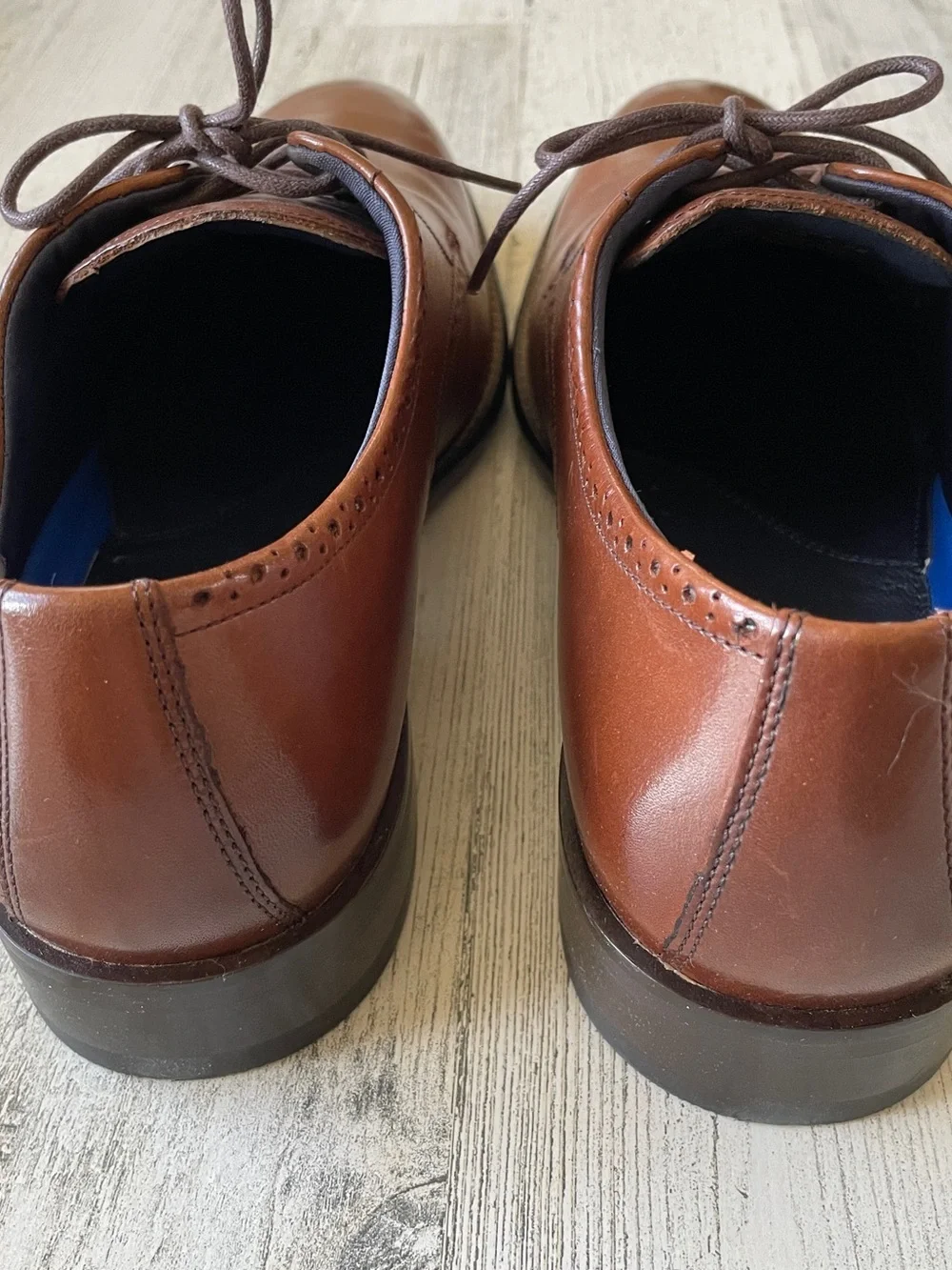 Johnston & Murphy Chestnut Brown Leather Lace-Up Oxfords 9M With Box